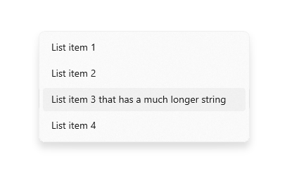 Example of a drop-down list with long text string