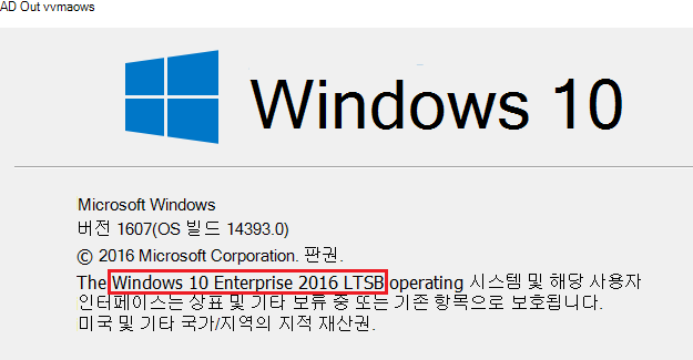 Windows 정보 표시 텍스트의 스크린샷