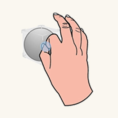 Graphic showing user grabbing small object to move