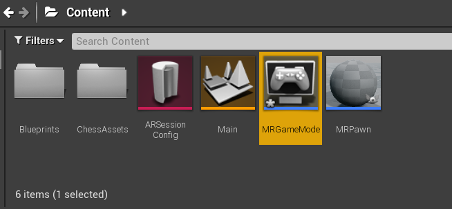 콘텐츠 브라우저의 MRGameMode