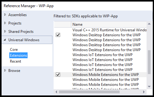 Add UWP Extensions