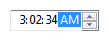 시간 스핀 컨트롤의 스크린샷, 'a.m.' 선택한 