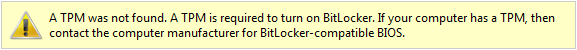 'TPM을 찾을 수 없음' 경고의 스크린샷 