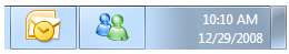 Outlook 및 Messenger 작업 표시줄 아이콘 스크린샷 