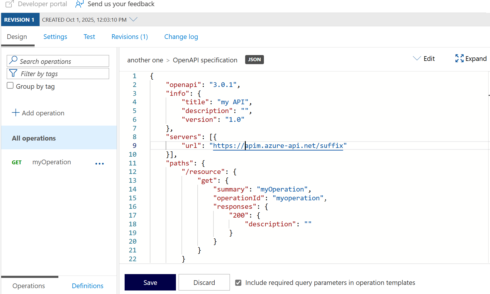Screenshot that shows an API's swagger.
