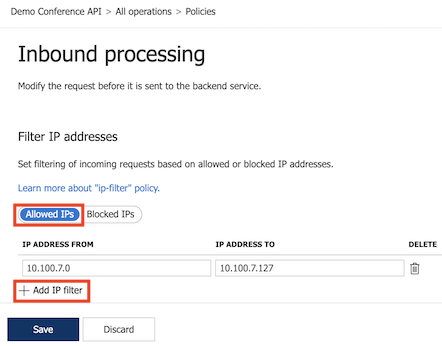 Screenshot showing the allowed IPs button.