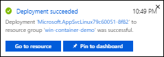 Screenshot that shows deployment succeeded.