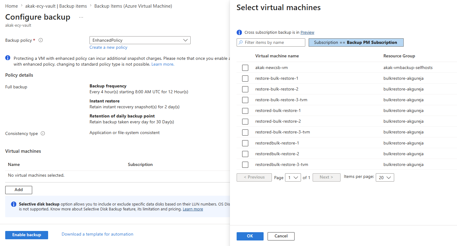 Screenshot showing the Select virtual machines blade.