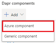 Screenshot of selecting Azure Component from the drop-down menu.
