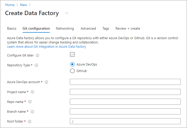Configure the code repository settings from Azure portal