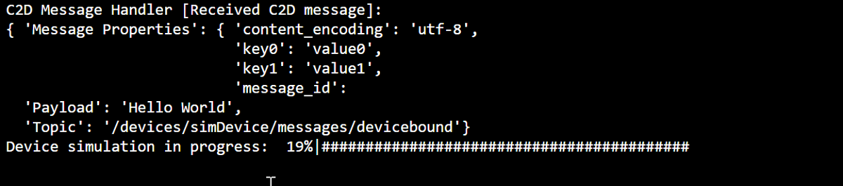Screenshot that shows a simulated device receiving a message.