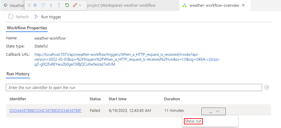 Screenshot shows Visual Studio Code and finished workflow run.