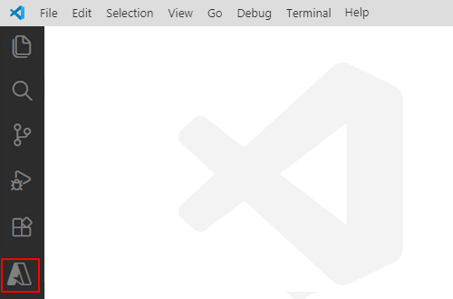 Screenshot that shows Visual Studio Code, Activity bar, and the selected Azure icon.