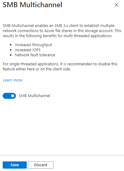 A screenshot of the dialog to enable or disable the SMB Multichannel feature.