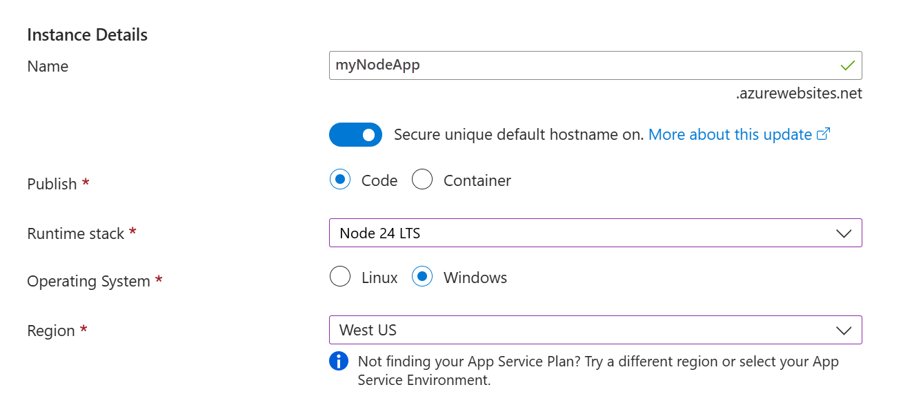 Screenshot of the Instance Details section.