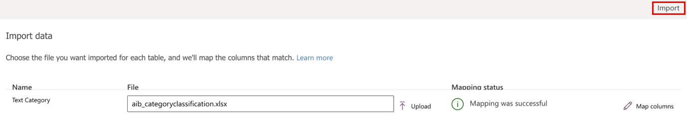 Begin the import process by selecting the Import button Screenshot of beginning the import process by selecting the Import button.