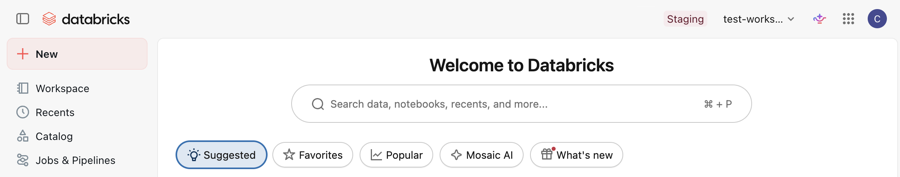 A workspace label displayed next to the workspace name in the top navigation bar.