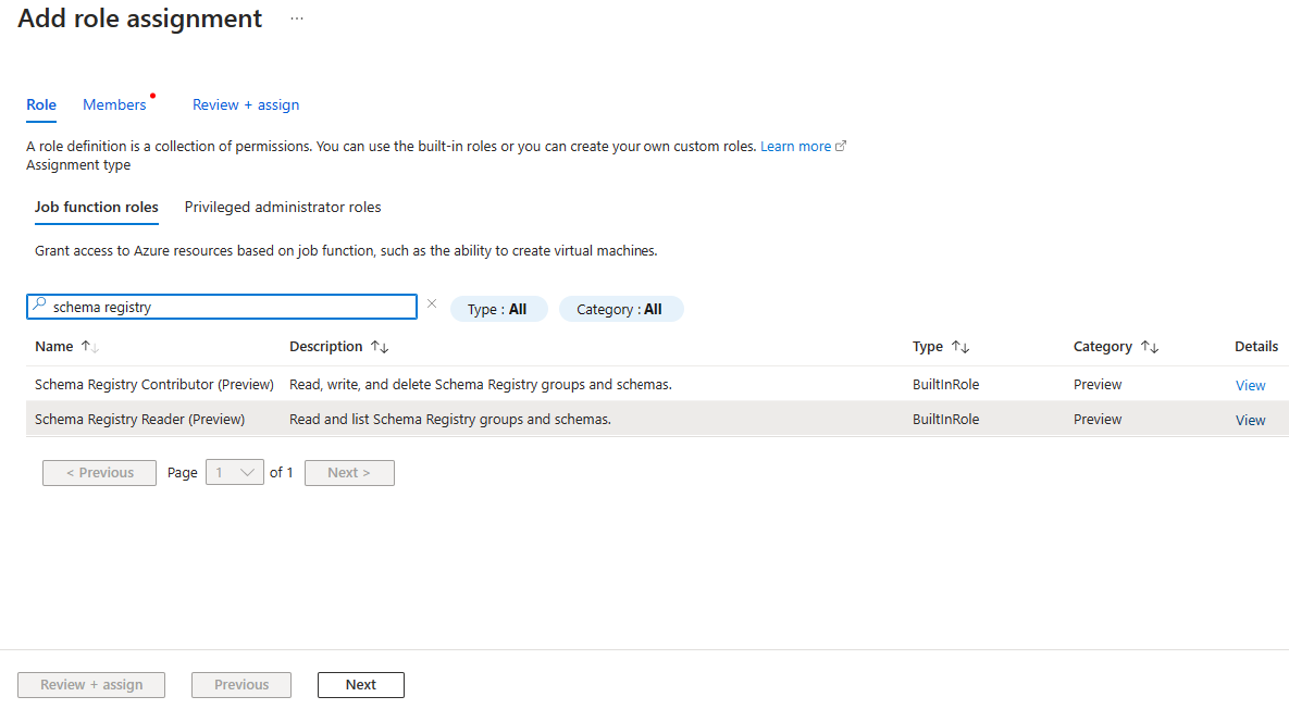Screenshot showing the Add Role Assignment page.