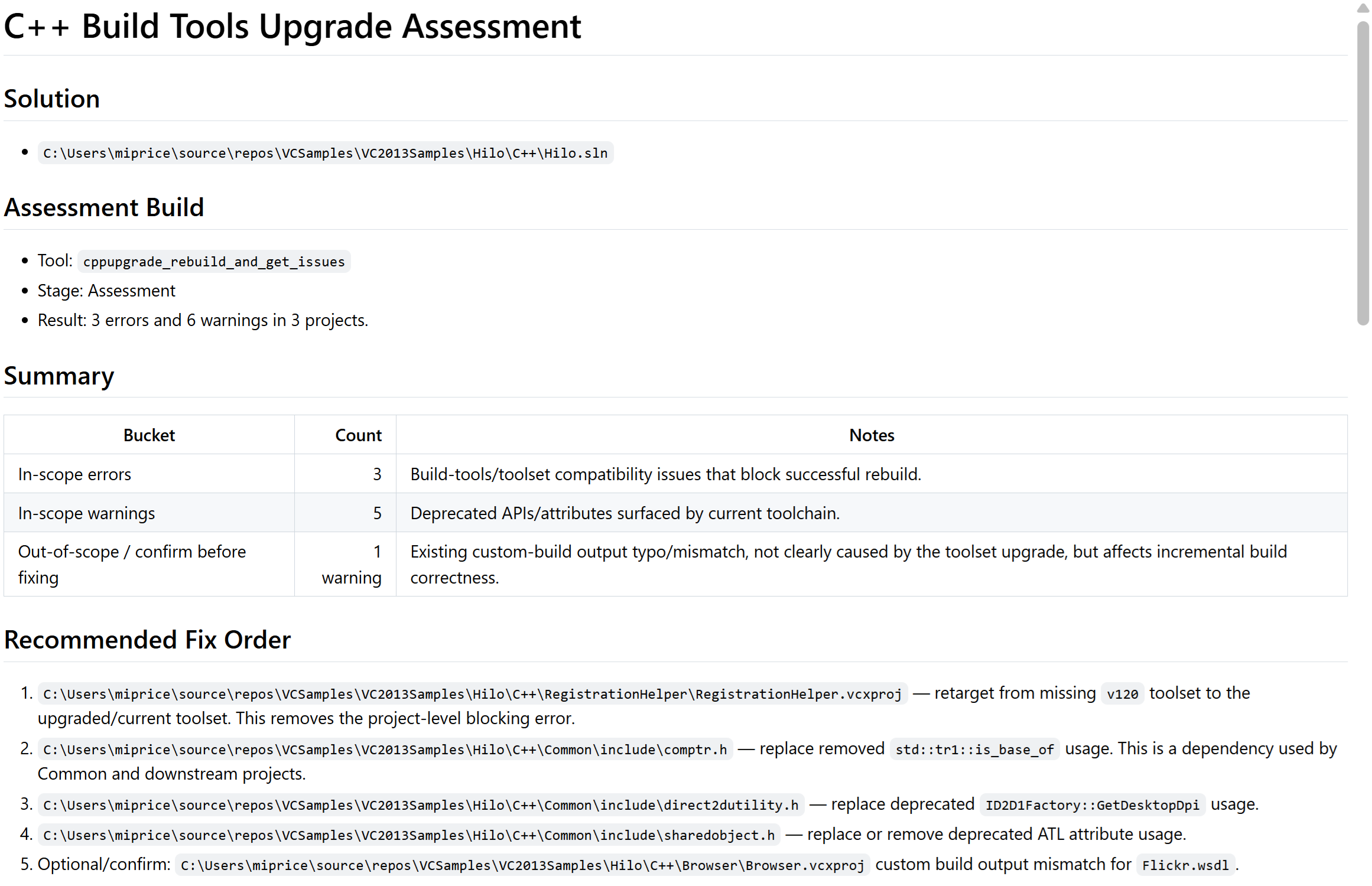 Screenshot of the rendered contents of an assessment.md file.