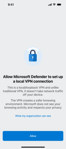 Screenshot that shows the Microsoft Defender for Endpoint mobile iOS setup before the new update.