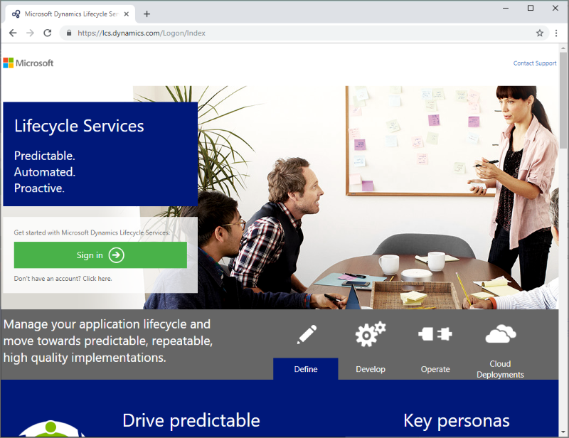 Screenshot of LCS sign-in page.