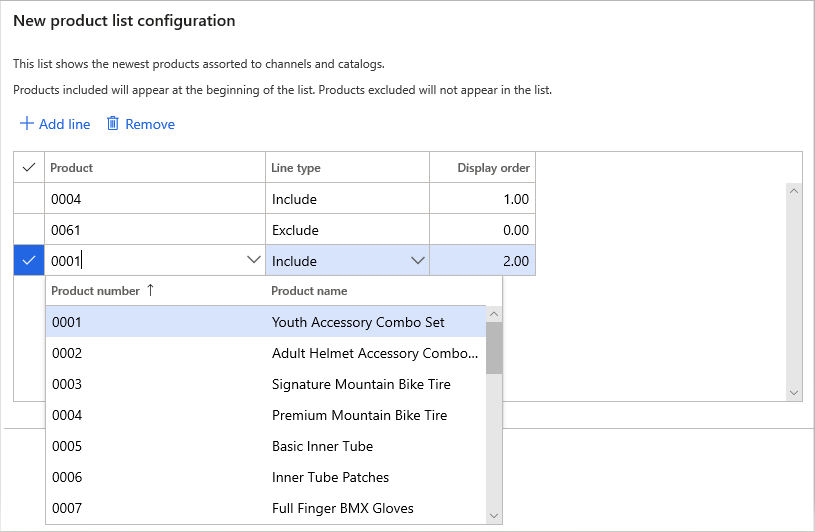 Screenshot of searching for a product on the New product list.