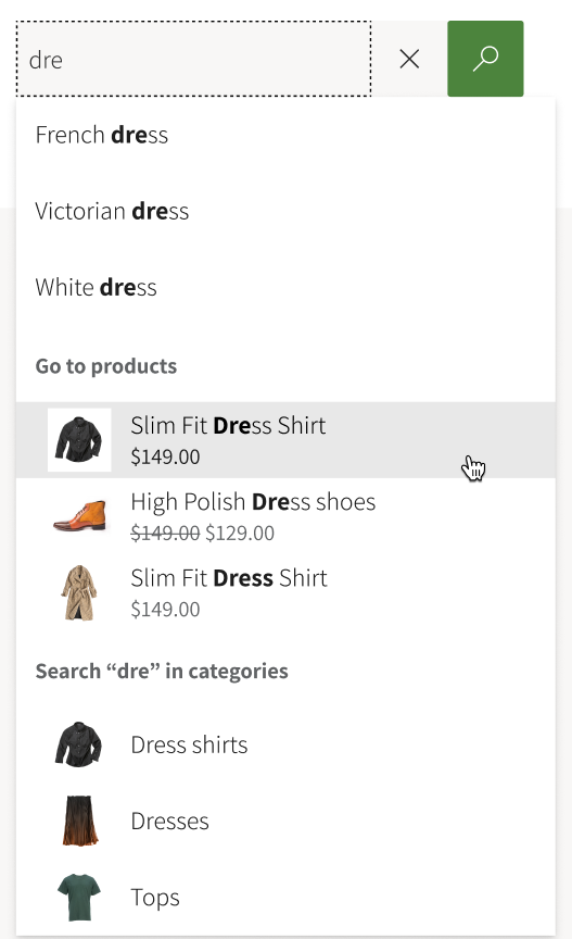 Screenshot of immersive autosuggest being used.