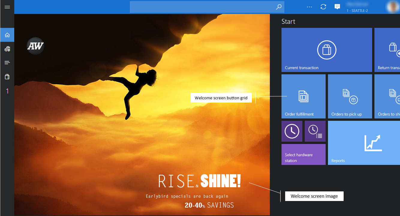 Screenshot of POS welcome screen.