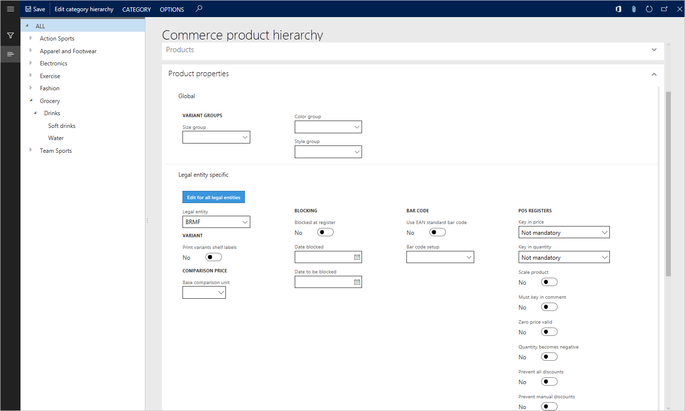 Screenshot of the View/Edit for all legal entities option.