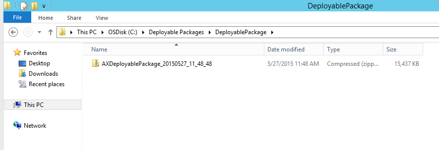 Screenshot of the Select a location dialog for creating a deployable package.