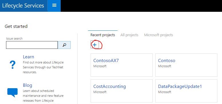 Screenshot of the Create a project dialog.