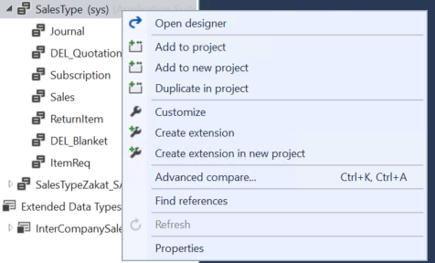 Screenshot of the context menu showing the Create extension option for an enum.