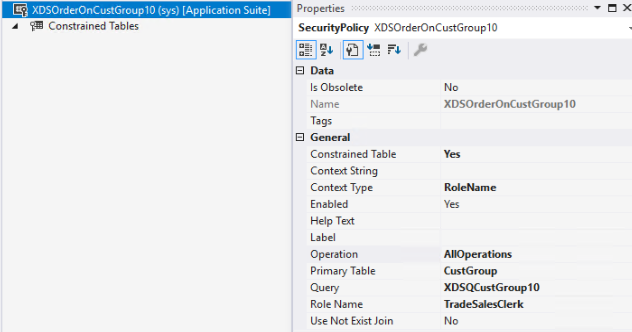 Screenshot of the Role Name field with TradeSalesClerk entered.