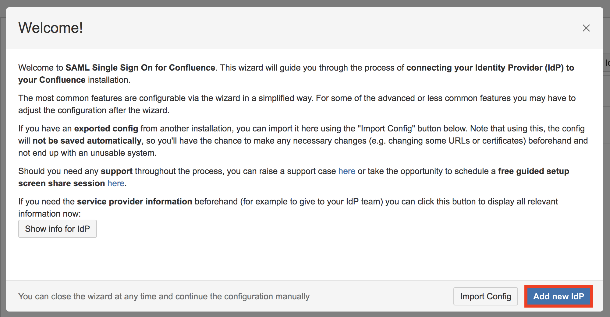 Screenshot that shows the "S A M L SingleSignOn Plugin Configuration" page, with the "Add new I d P" button selected.