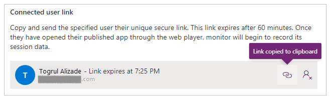 Connect user - copy link.