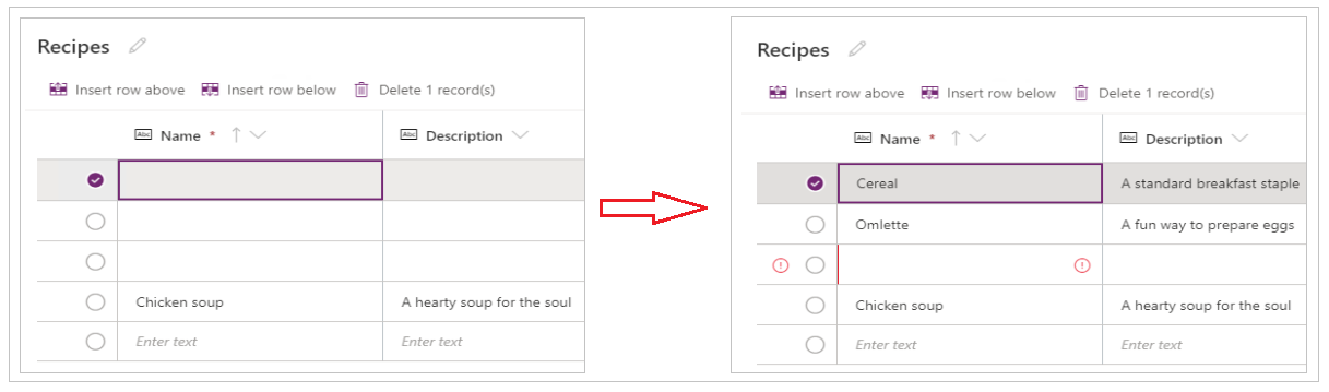 Paste rows Paste rows.