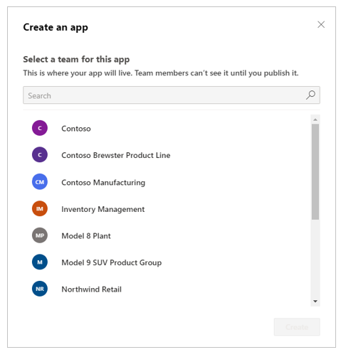 Select a team to create the app Select a team to create the app.