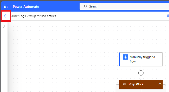 Screenshot that shows where the back button icon is located.