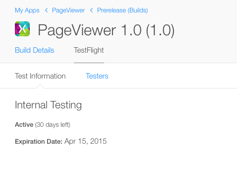 The Test Information page