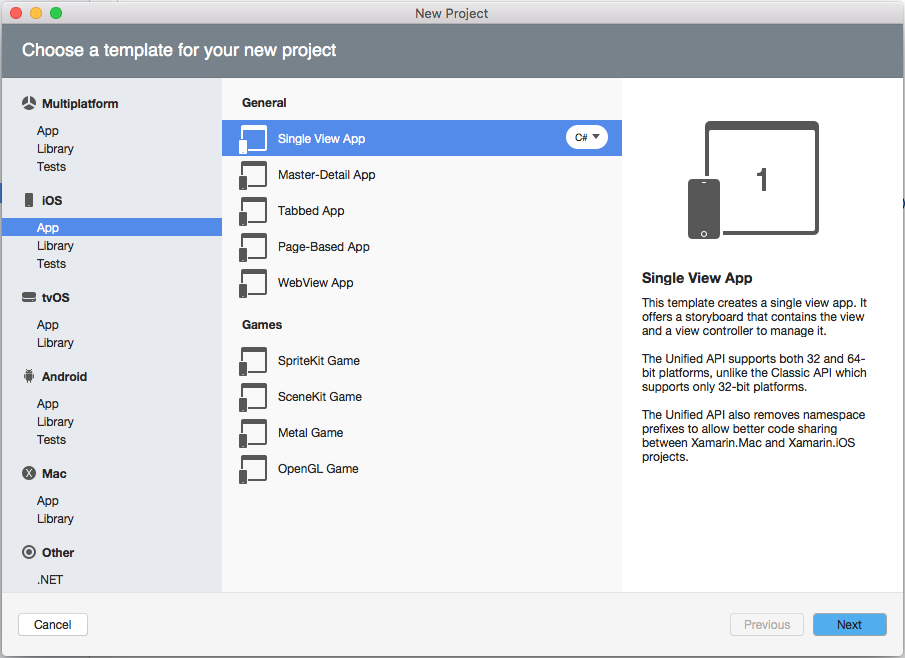First, create a new iOS, Single View App project and click the Next button
