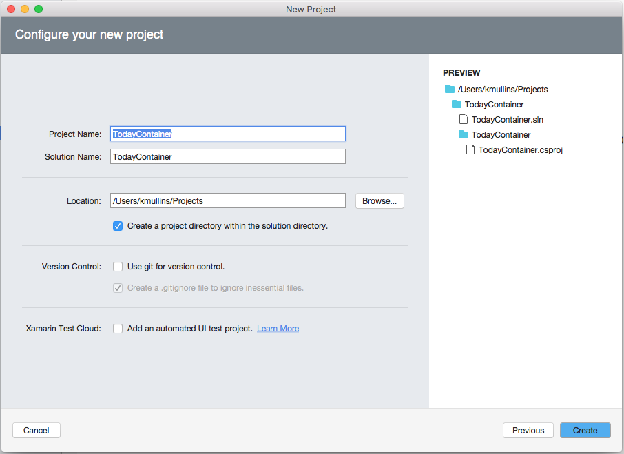 Verify the Project Name and SolutionName and click the Create button to create the solution