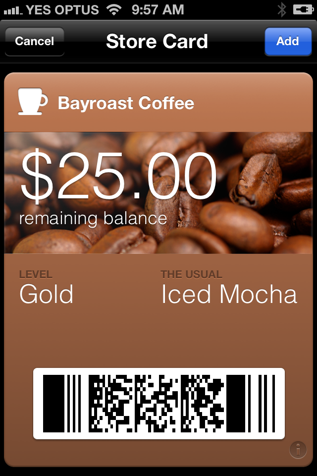 This screenshot shows how Mail offers to add a pass attachment to Wallet
