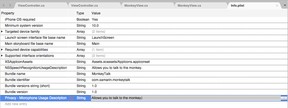 Adding NSMicrophoneUsageDescription