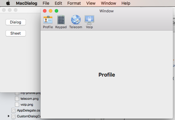 An example preferences window displaying the word Profile.