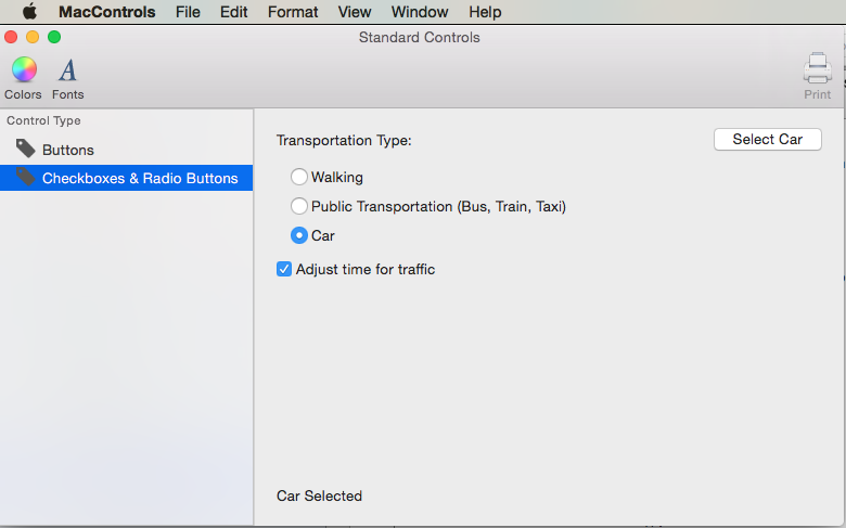 An example of the available checkbox types