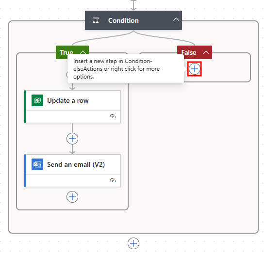 Screenshot showing the add an action button.