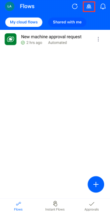 Screenshot with an arrow pointing to the account button and a prompt confirming your environment.