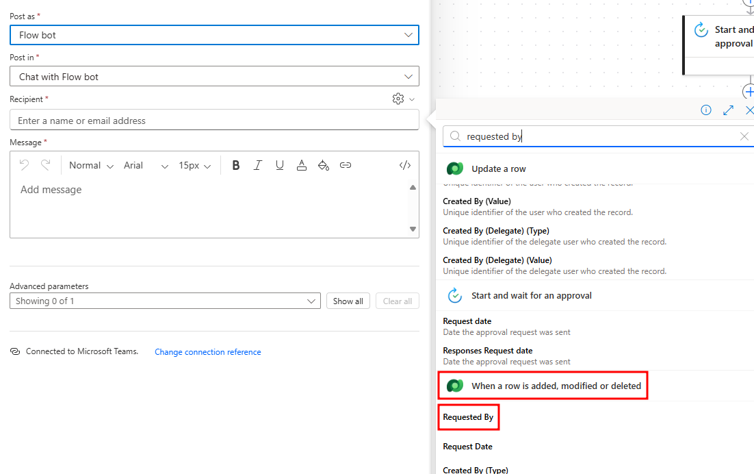 Screenshot showing the Recipient field where the Requested By block should be inserted.