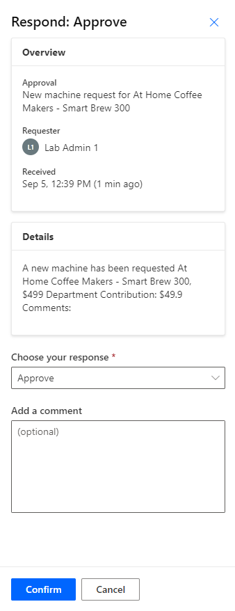 Screenshot of the Respond: Approve pane.