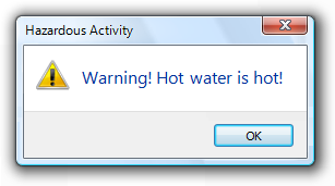 screen shot of an unnecessary warning message